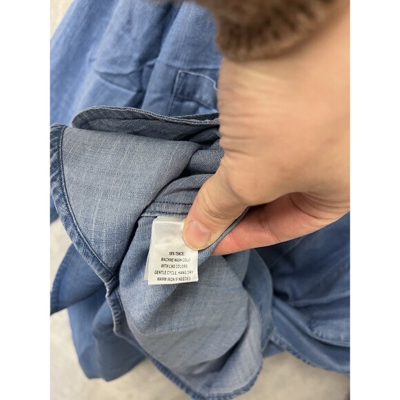 Untuckit Dress Women's 18 Blue Chambray Denim Tunic Long Sleeve‎ Tencel New - Picture 4 of 7